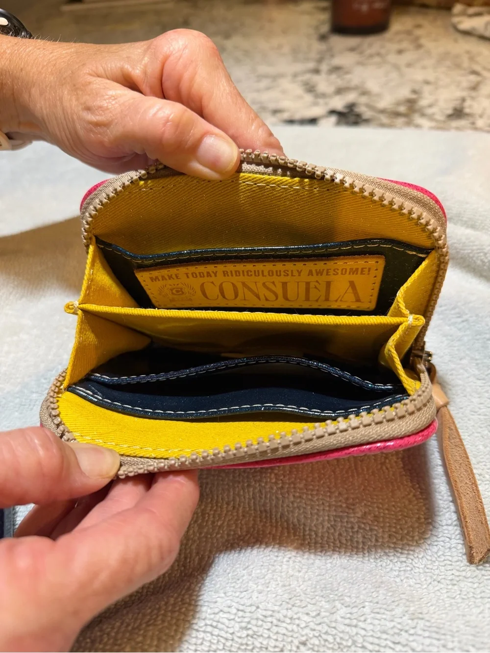 Consuela Hot Pink Glitter Zip Wallet